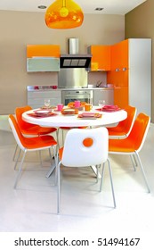 Small Corner Kitchen With Colorful Bright Furniture