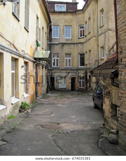 A small courtyard of an\
old house