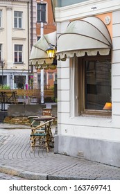 A Small Cozy Cafe On The Corner Of The Street. Riga. Latvia