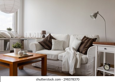 Small Cozy Living Room In White Flat