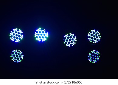 Small and crazy circular patterns of various colors formed by the heavy LED lights