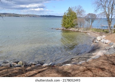 Small Crescent-shaped Beach Along Kempenfelt Bay During Spring