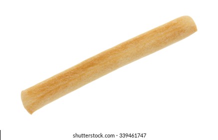 A Small Crunchy Breadstick Isolated On A White Background.