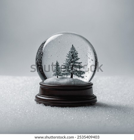 A small crystal snow globe featuring a delicate glass dome encasing a tiny winter scene, with shimmering snowflakes that swirl when shaken. The crystal base adds elegance,