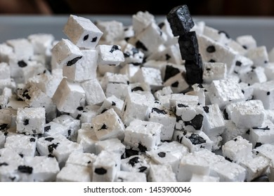 Small Cubes Of Black And White Styrofoam, 
Polypropylene Foam