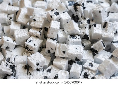 Small Cubes Of Black And White Styrofoam, 
Polypropylene Foam