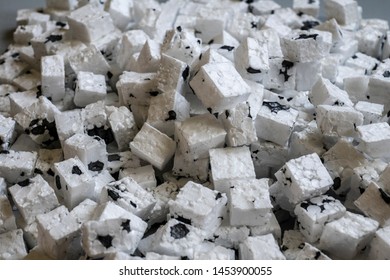 Small Cubes Of Black And White Styrofoam, 
Polypropylene Foam