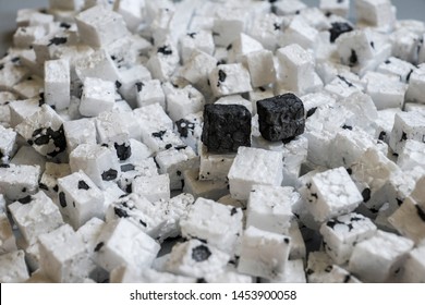 Small Cubes Of Black And White Styrofoam, 
Polypropylene Foam