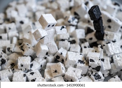 Small Cubes Of Black And White Styrofoam, 
Polypropylene Foam