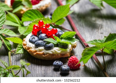 Small cupcake with berry fruits