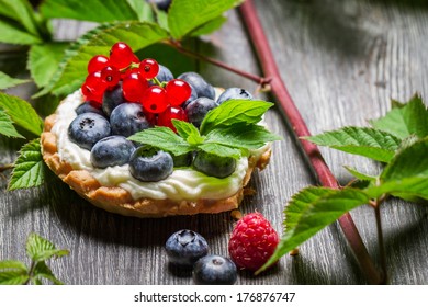 Small cupcake with berry fruits