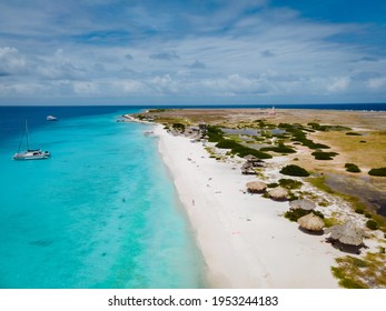 Small Curacao Island Famous For Day Trips And Snorkeling Tours On The White Beaches And Blue Clear Ocean, Klein Curacao Island In The Caribbean Sea. 