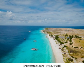 Small Curacao Island Famous For Day Trips And Snorkeling Tours On The White Beaches And Blue Clear Ocean, Klein Curacao Island In The Caribbean Sea. 