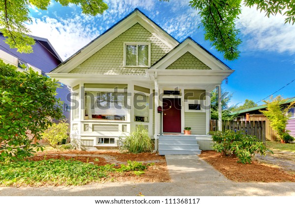 Small Cute Craftsman American House Green Stock Photo Edit Now