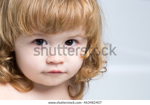 Small Cute Funny Baby Boy Blonde Stock Photo Edit Now 463482407