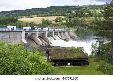 A Small Dam And Power Plant In Oyer, Norway.