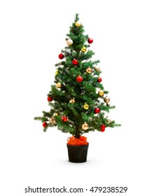 Small Decorated Christmas Tree Isolated