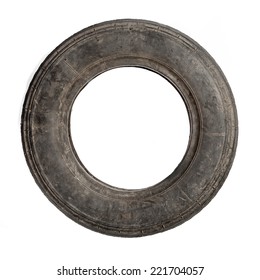 Small Dirty Old Tire Isolated Over White