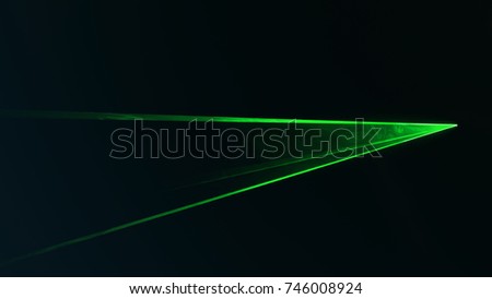 Small disc green laser with triangular shape. Seen from the side