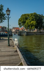 Small Dock With Boats In Hoom, Netherlands