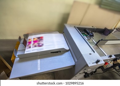 
Small Document Folding Machine For Mailing In A Printing Press