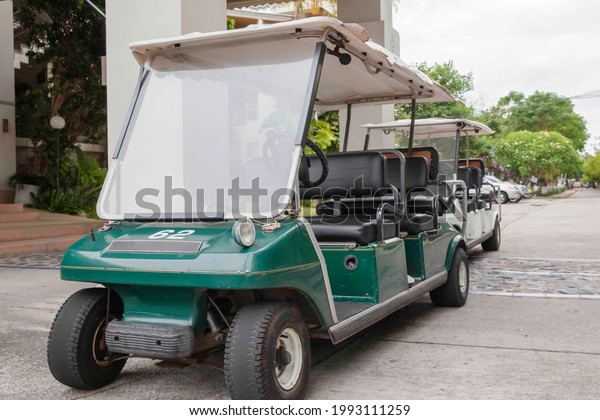 A small electric carts for transportation to\
customers within the golf\
resort