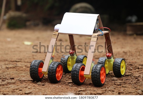 small exploration robot working model\
which is remotely controlled and it has six wheels\
