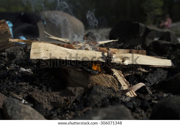 Small Fire Just Starting Fireplace Some Stock Photo Edit Now