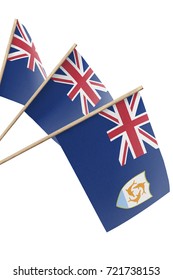 small flags hanging, isolated on white background
