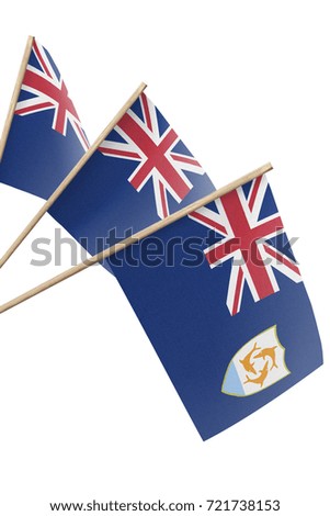 small flags hanging, isolated on white background