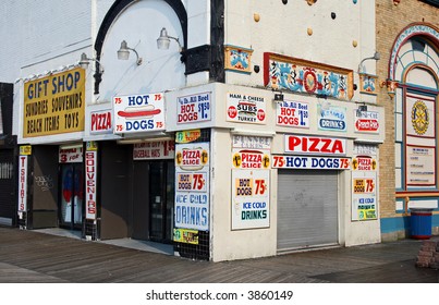 A Small Food Shop On Boardwalk In Atlantic City