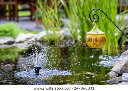 Small fountain in the pond