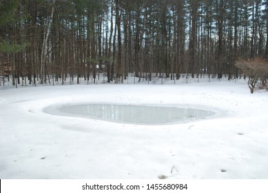 Small Frozen Pond In Wintertime