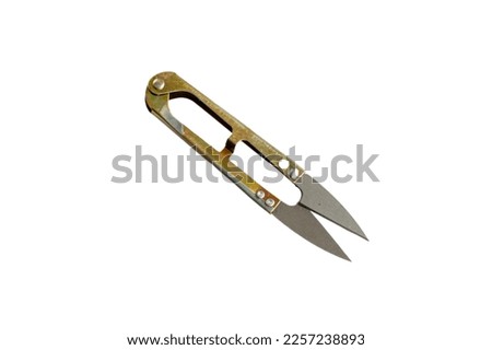 Small garden pruning scissors on isolated white background