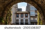 Small gateway into the Roman wall that surrounds the monumental city of Lugo, Spain.