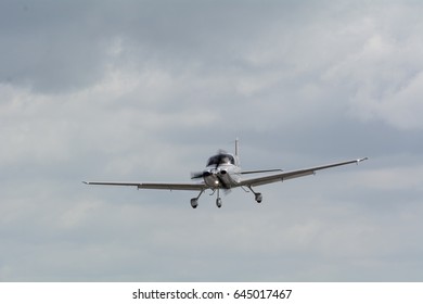 Small General Aviation Airplane On Final Approach To Land.