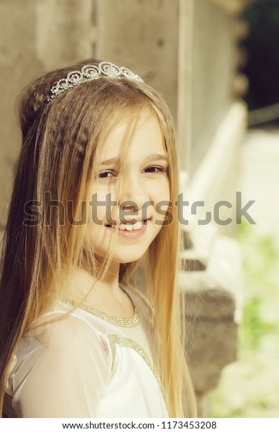 Small Girl Kid Long Blonde Hair Stock Photo Edit Now 1173453208