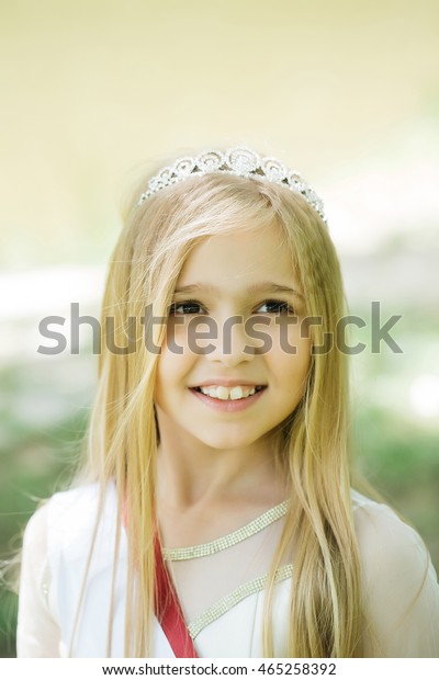 Small Girl Kid Long Blonde Hair Stock Photo Edit Now 465258392