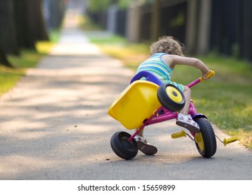 Small Girl Ride On A Bicycle  - Crash - Car Accident