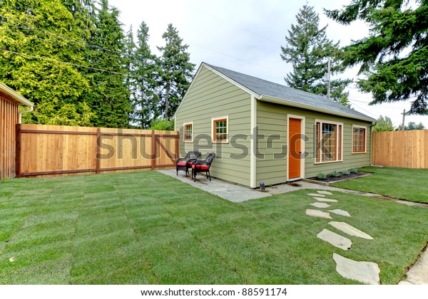 Small Green Guest House Fenced Back Stock Photo (Edit Now) 88591174