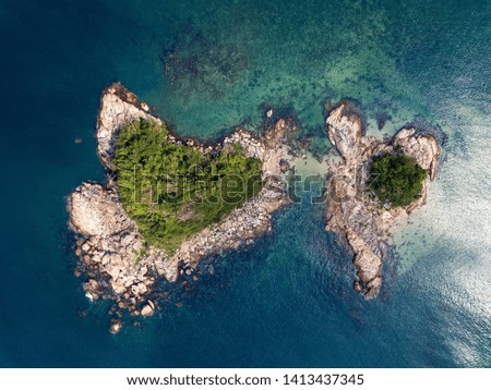 Similar – Image, Stock Photo Aerial views of small island off Ko Samet, Thailand