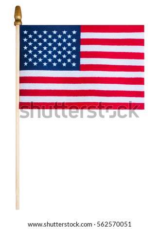 Small Hand held Flag of the United States of America isolated