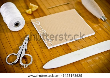 Small Hand Sewn Notebook with Bookbinding Supplies