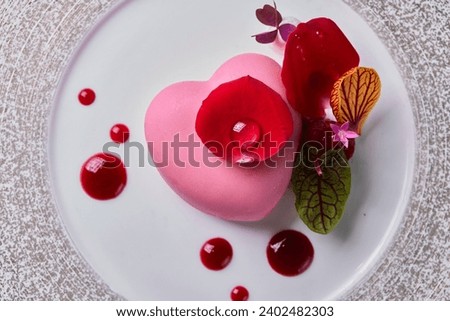 small heart cake desert close up