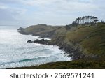 Small hiking path at the coast of Brittany in France near Minou, Plouzane