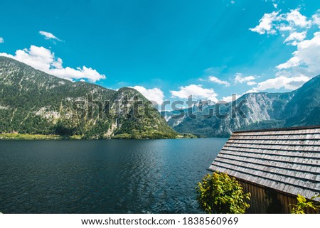 Image, Stock Photo Panorama over Lake Hallstatt