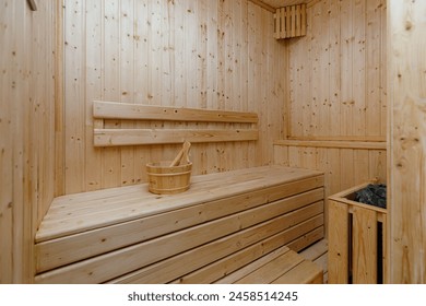 Small home wooden sauna, spa room. Relax in a hot sauna. - Powered by Shutterstock