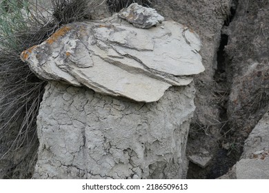 Small Hoodoo Rock Formation In Alberta Badlands