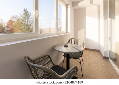 Small Hotel Apartment Terrace With A Autumn View