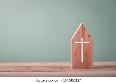Small house church for catholics , community of Christ , Concept of hope, christianity, faith, religion and church online.